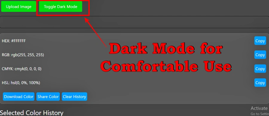 Dark Mode for Comfortable Use